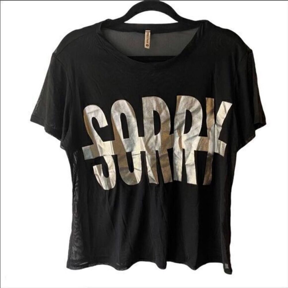 Emma &Β Sam not sorry spell outβmesh black shirt S